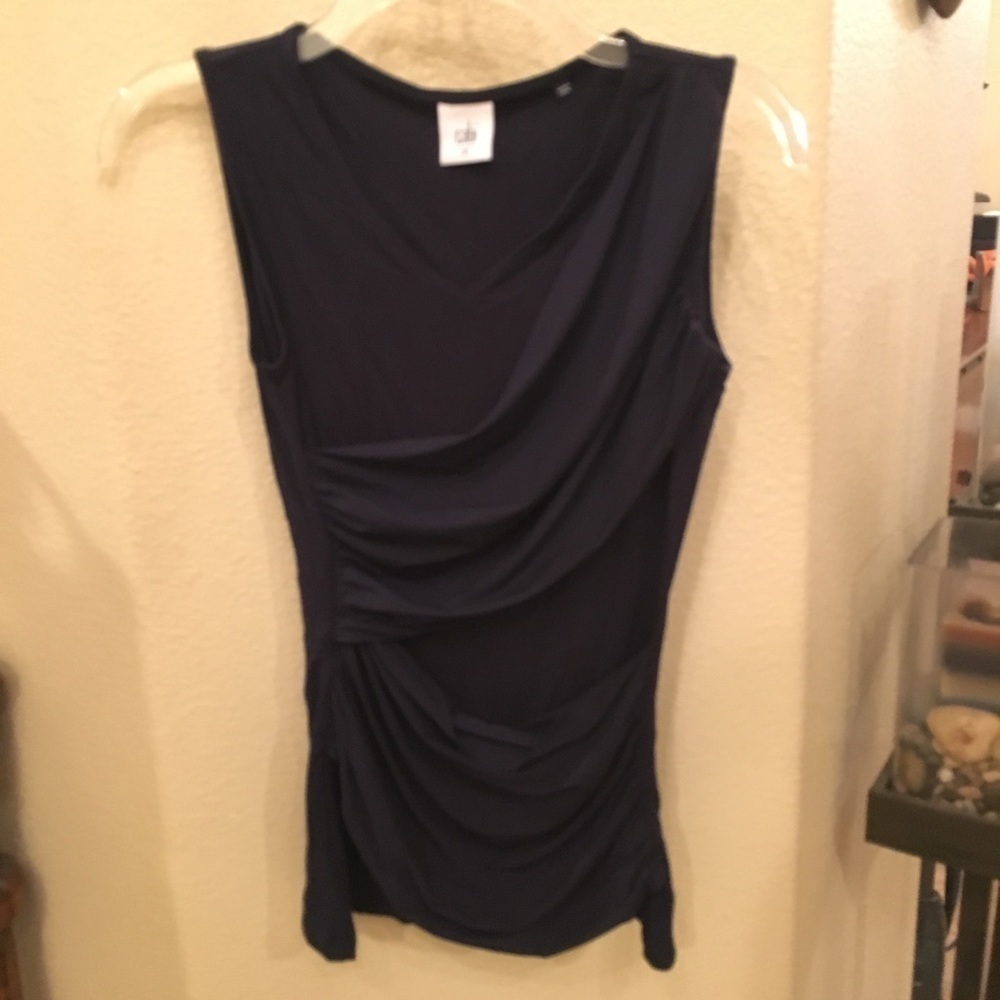 CABI Double Drape Navy Tank Top Size Xsmall